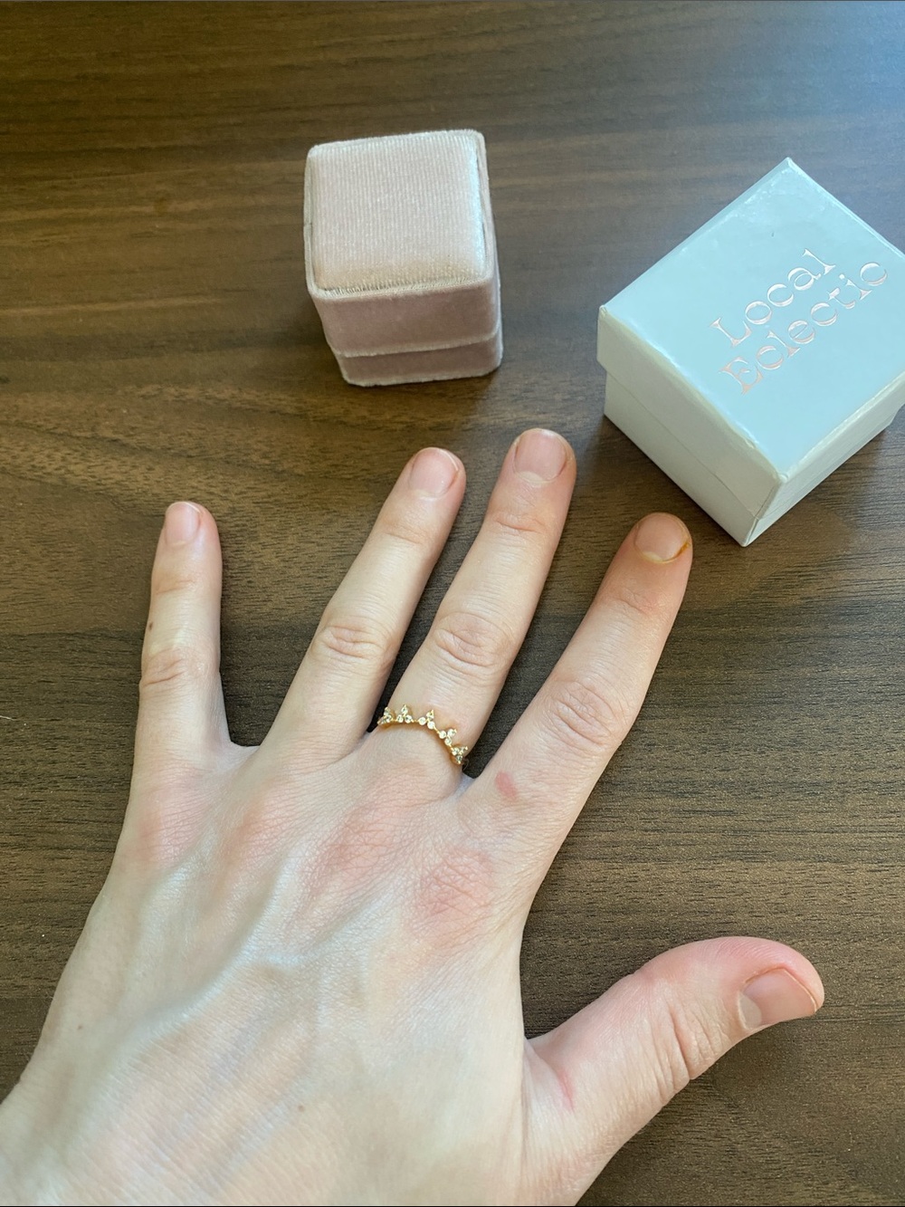 Local Eclectic Sprinkle Frosted Arc Ring - White Topaz - Picture 4 of 5